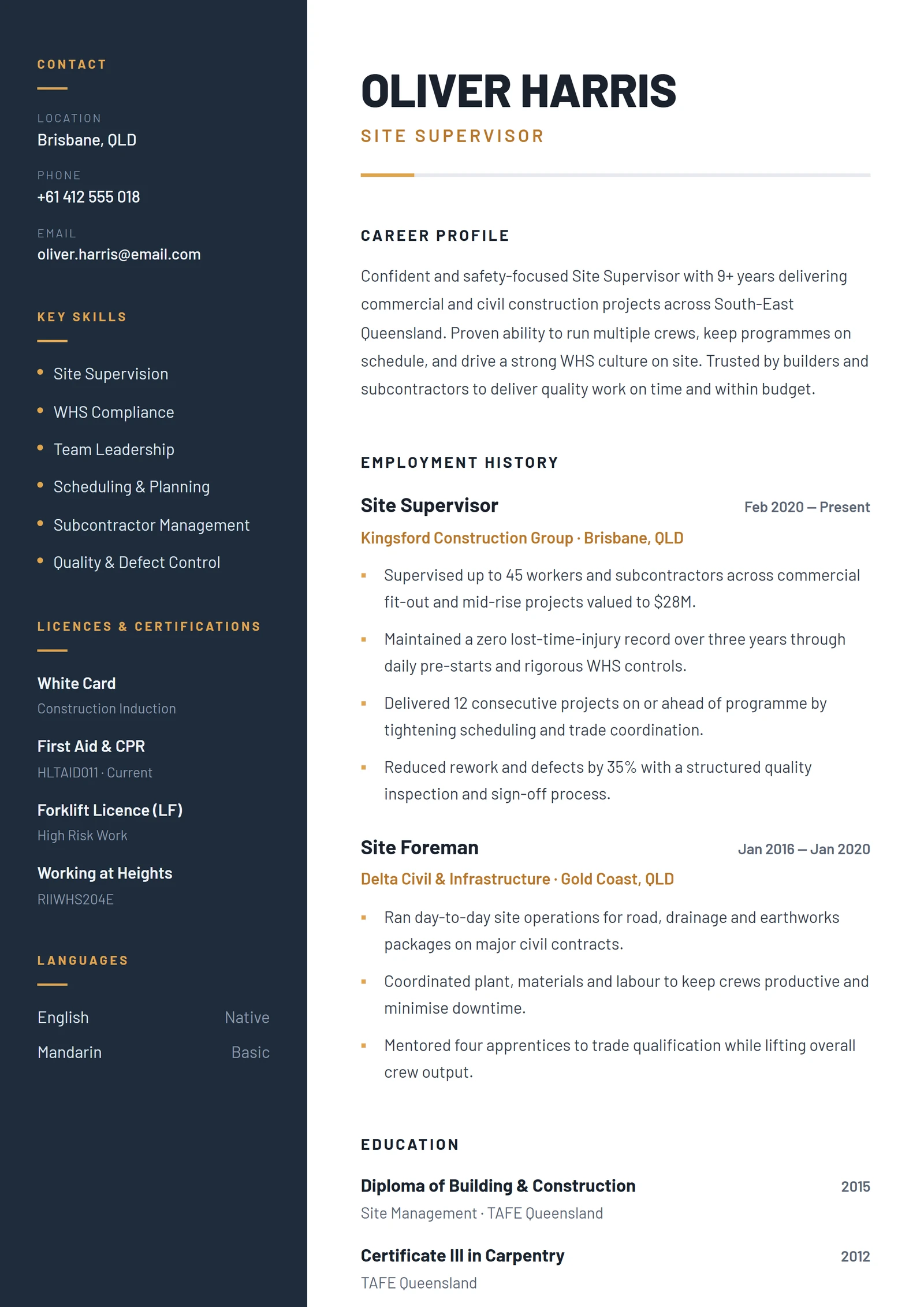Australia résumé template — ProResume