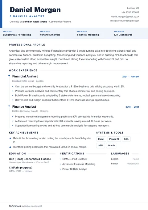 Finance & Corporate résumé template preview